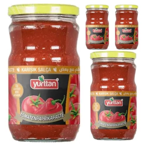 Yurttan Tomaten-Paprika Mischpaste TOMATENMARK Tomatenpaprikapaste 650g x 4 STÜCK