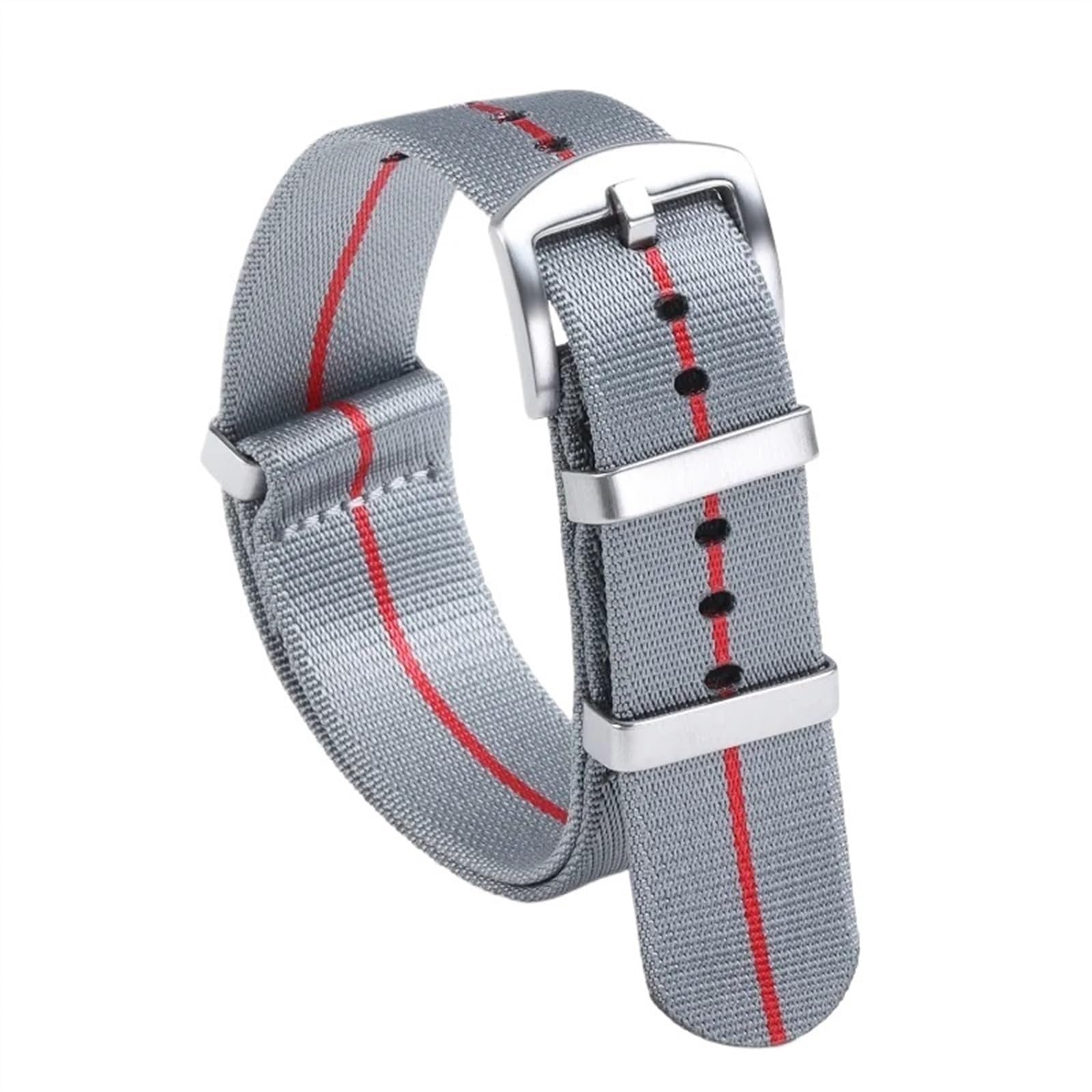 THBGTCNQ 18 mm, 20 mm, 22 mm, Nylon-Uhrenarmband for traditionelle Uhren, sportliches wasserdichtes Armband, Schnellwechsel-Uhrenzubehör(Grey Red,18mm)