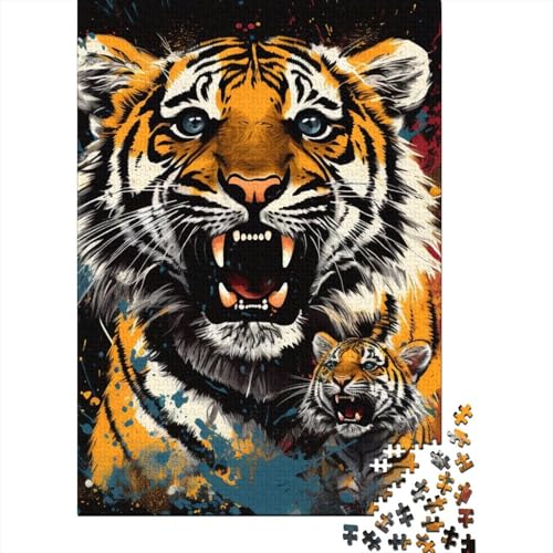 Psychedelischer Tiger, Holzpuzzle für Erwachsene und Teenager, 500 Teile, Premium-Puzzlespiel, Spielzeug für Erwachsene, Familienpuzzle, Geschenk 20,47x14,96 Zoll