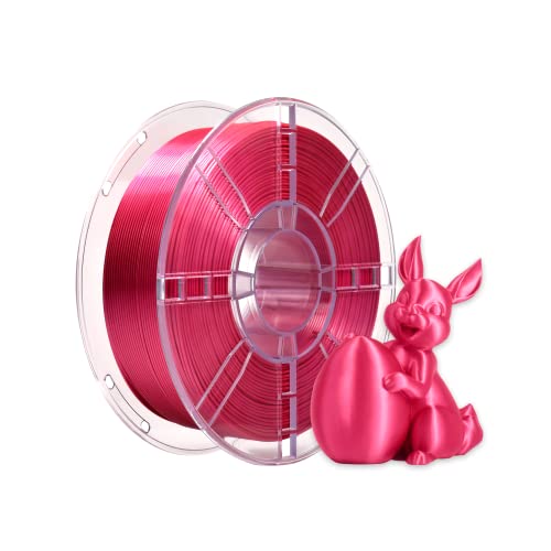 PLA Plus (PLA+) Shiny Silk 3D Printer Filament 1.75mm Silk PLA + 1.75 Dimension Accuracy +/- 0.02mm, 1kg Spule (2.2kg) für FDM 3D Drucker (Silk Rose Rot)