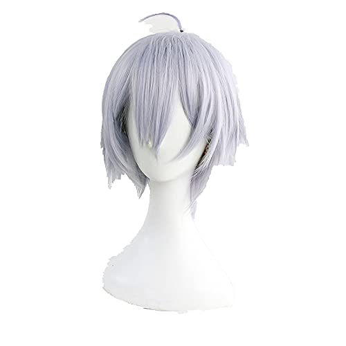 LINLINCD Anime Cosplay Perücke Twisted-Wonderland Silber Cosplay Perücken Kurzer Hitzebeständigkeit Synthetische Haarperücke for Karneval Halloween+Perücke Kappe