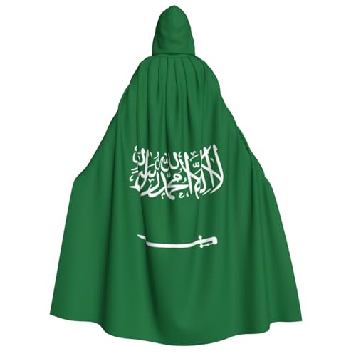 WURTON Kapuzenumhang mit saudi-arabischer Flagge, Unisex, Kapuzenumhang für Halloween, Karneval, Cosplay, vielseitig, Erwachsenen-Kapuzenumhang