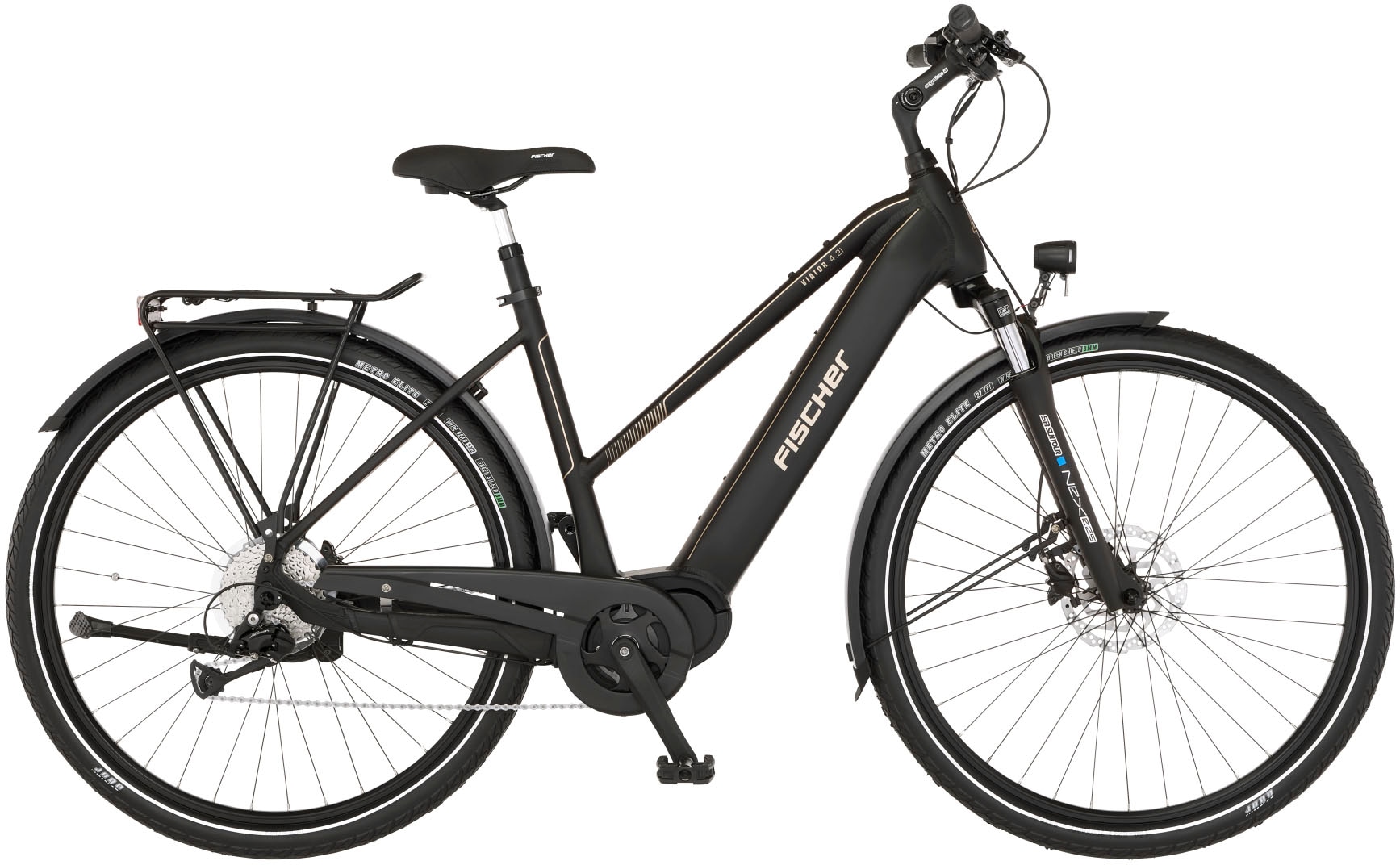 FISCHER Fahrrad E-Bike "VIATOR 4.2i 711", 9 Gang, Shimano, Acera, Mittelmotor 250 W, (mit Faltschloss), Pedelec, Elektrofahrrad für Damen u. Herren, Trekkingrad