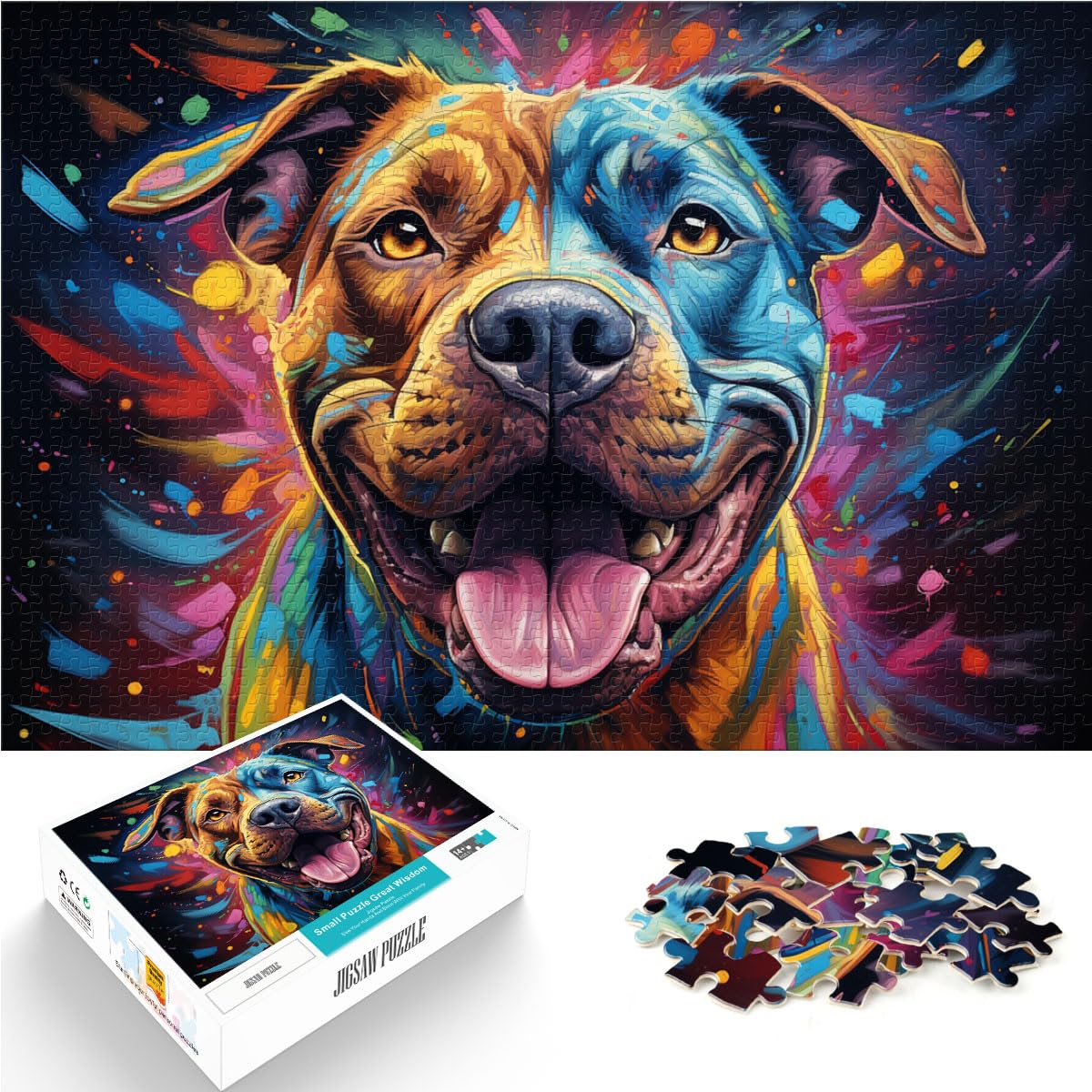 Puzzlespiel „Buntes Psychedelisches“ von Pitbull Cowboy, 1000 Puzzles für Erwachsene, vollständig ineinander greifenden und zufällig geformten Teilen, 1000 Teile (50 x 75 cm)