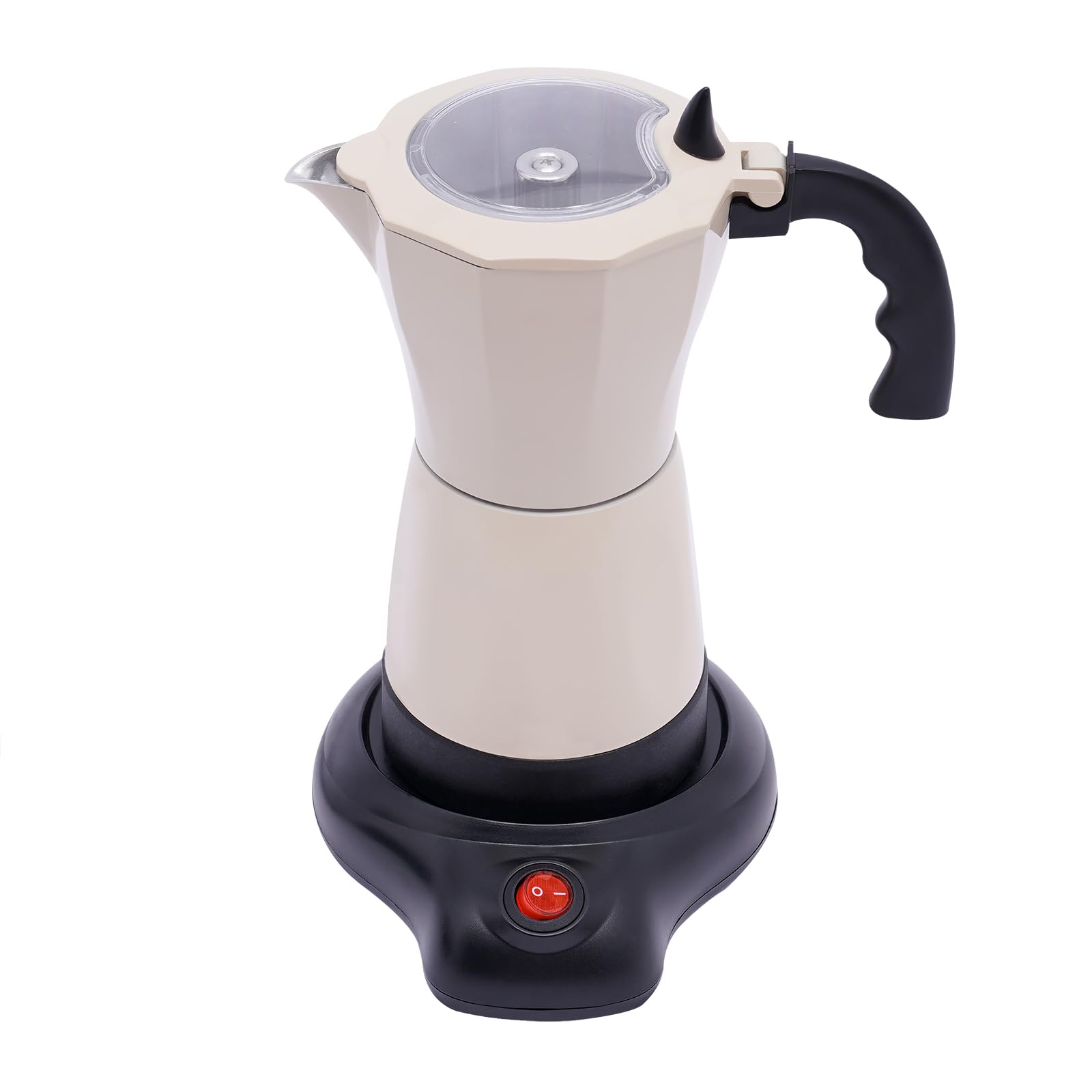 300ml Elektrische Kaffeemaschine 480W Espressokocher Elektrisch Espressokocher 6 Tassen Italia Mokka Kanne Geeignet für zu Hause im Café im Büro im Milchteeladen usw (CremeWeiß)