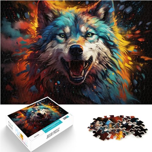 Puzzle, farbenfrohes Kunst-Husky-Gemälde, 1000 Teile, Puzzle, Geschenke, Holzpuzzle, Familienspiel, Stressabbau, schwieriges Herausforderungspuzzle, 1000 Teile (50 x 75 cm)