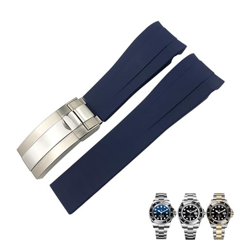 IOTUP Ersatz-Uhrenarmband aus Silikonkautschuk, 21 mm, für Rolex Deepsea Sea-Dweller 126660, Blau/Schwarz, Tauchsportarmband, kostenloses Werkzeug, 21 mm, Achat