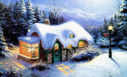 HfmQuisutron Jigsaw Puzzle 1000 Teile Winter Outdoor Schnee Kleines Holzhaus Holzpuzzle Poster Holz Für Erwachsene Kinder Spiele Lernspielzeug Df197Zq