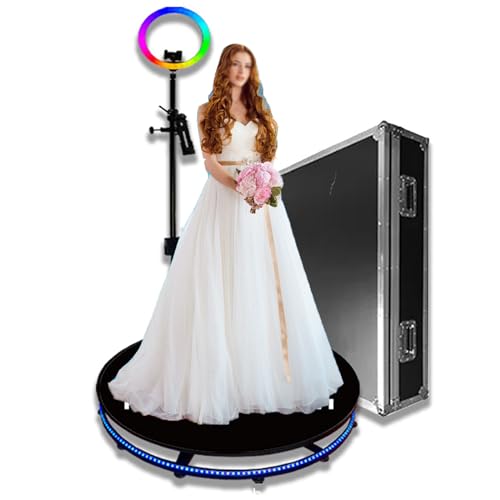 JMbpkduHs 360-Grad-Fotokabine – 68 80 100 cm Maschine Für Partys Mit Flightcase – Automatische 360-Dreh-Kamerakabine – Mit Kostenlosem Logo-Ringlichthalter-Zubehör – Platz Für 1–7 Personen,115CM