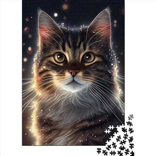 1000 Teile für Erwachsene, schwierige Puzzles, Katzenbeleuchtung, Holzpuzzles für Teenager, Geschenke, präziser Schnitt, 1000 Teile Puzzle, 75 x 50 cm