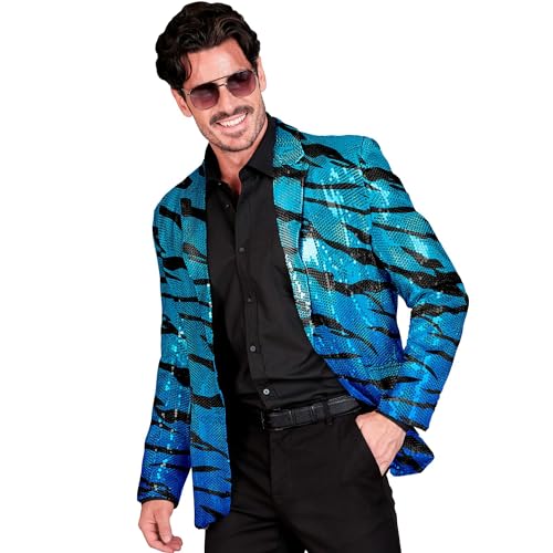 WIDMANN MILANO PARTY FASHION - Party Fashion Jackett mit Pailletten für Herren, Tiermotiv, Disco Fever, Animal Print