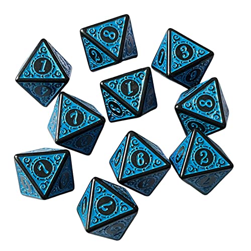 Würfelanzug, Spiele Würfel, 10-teiliges mehrseitiges Würfelset, Partyzubehör, Acrylwürfel(Blue)