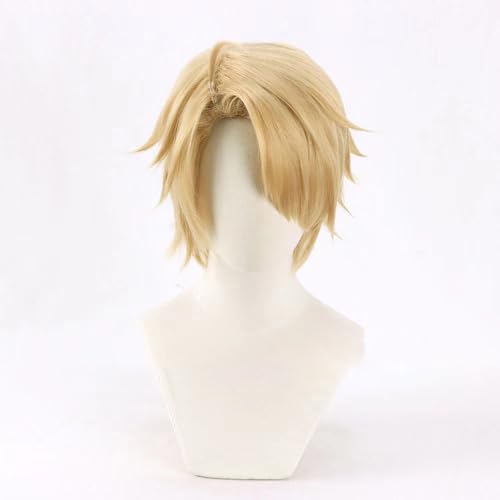 WCCNKK Anime Cosplay Perücke, Axis Powers Hetalia Alfred F Jones Perücke, Blonde Kurze Haare, Mit Kostenloser Perückenkappe, Für Party Alltag Halloween, Anime-Geschenke