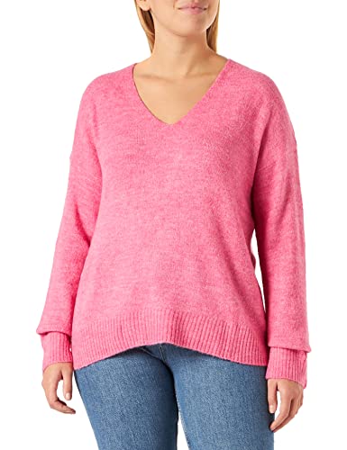 JDY Women's JDYELANORA L/S V-Neck PULLO. KNT NOOS Pullover, Carmine Rose/Detail:Melange, L