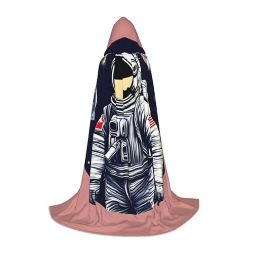 WURTON Astronaut On The Moon 1 Druck Halloween Kapuzenumhang Renaissance Gothic Umhang für Cosplay Kapuzenumhang Unisex