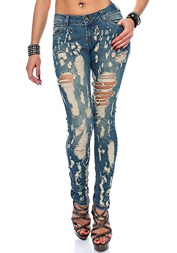 Cipo & Baxx Damen Jeanshose Denim Hose WD208 Blau W30 L32