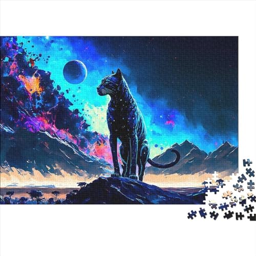 Kunstpuzzle für Erwachsene 1000 Teile Neon Panther für Erwachsene 1000 Teile Puzzlegeschenke Entspannungspuzzlespiele - Denksportpuzzle (Größe 75x50cm)