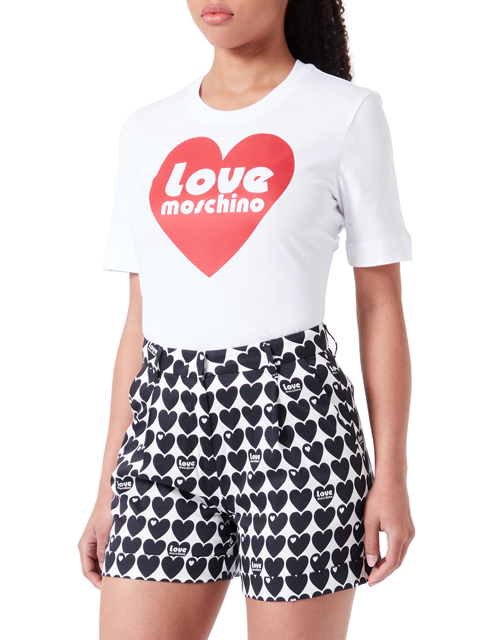 Love Moschino Women's Casual Shorts, White Black, 48