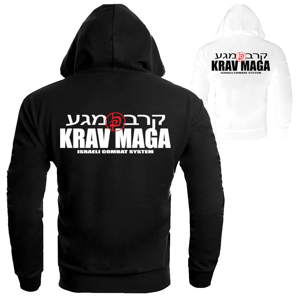 Dynamix Athletics Hoodie Krav MAGA Combat - Kampfsport Selbstverteidung Kapuzenpullover Sweater Sweatshirt mit Kapuze für Herren (as3, Alpha, xx_l, Regular, Regular, Schwarz)