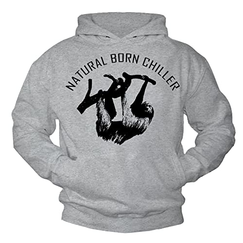 MAKAYA Hoodie Pullover mit Kapuze - Natural Born Chiller Kapuzenpullover Herren Männer Jungs Lustige Geschenke L