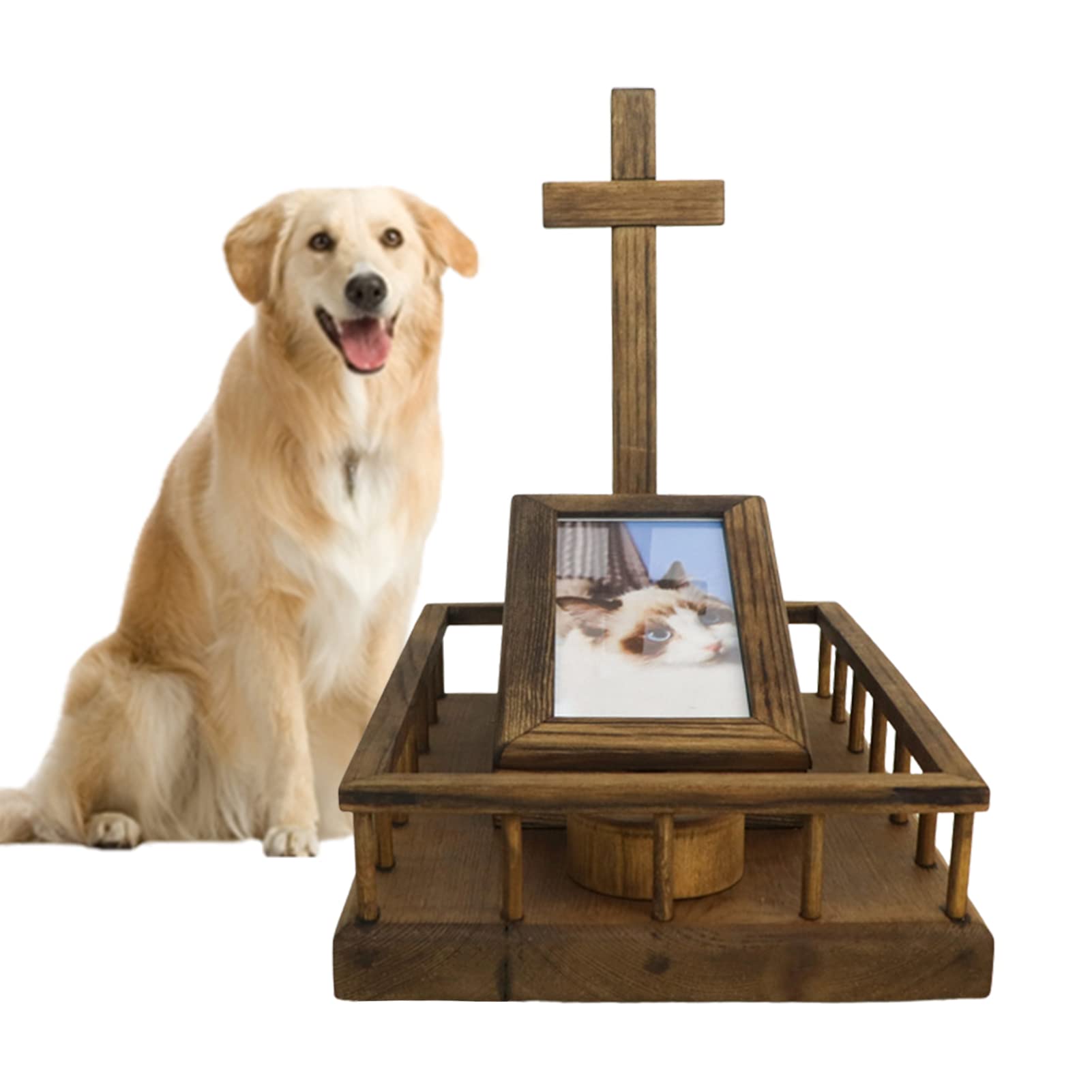 Haustier-Gedenkurne für Asche - Kleine Haustierurne mit Fotorahmen | Wooden-Pet Memorial Urn Dog Memorial Andenken hölzerne Hundeurnen für Haustierkatze, Hundeasche Idezek