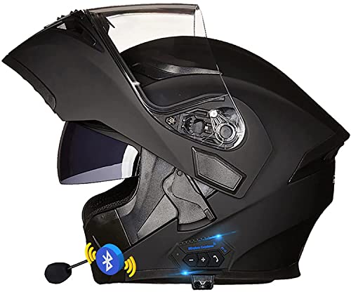 Klapphelme mit Bluetooth-Motorradhelm Damen und Herren,DOT/ECE Zertifiziert Modularer Helme Integralhelm Motorradhelm mit Double Lens Rollerhelm Sturzhelm (Color : F, Größe : XL=61-62cm)