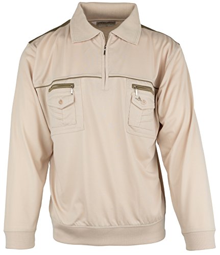 SOUNON Langarm-Poloshirt für Herren Sandbeige (M1), Groesse: 3XL