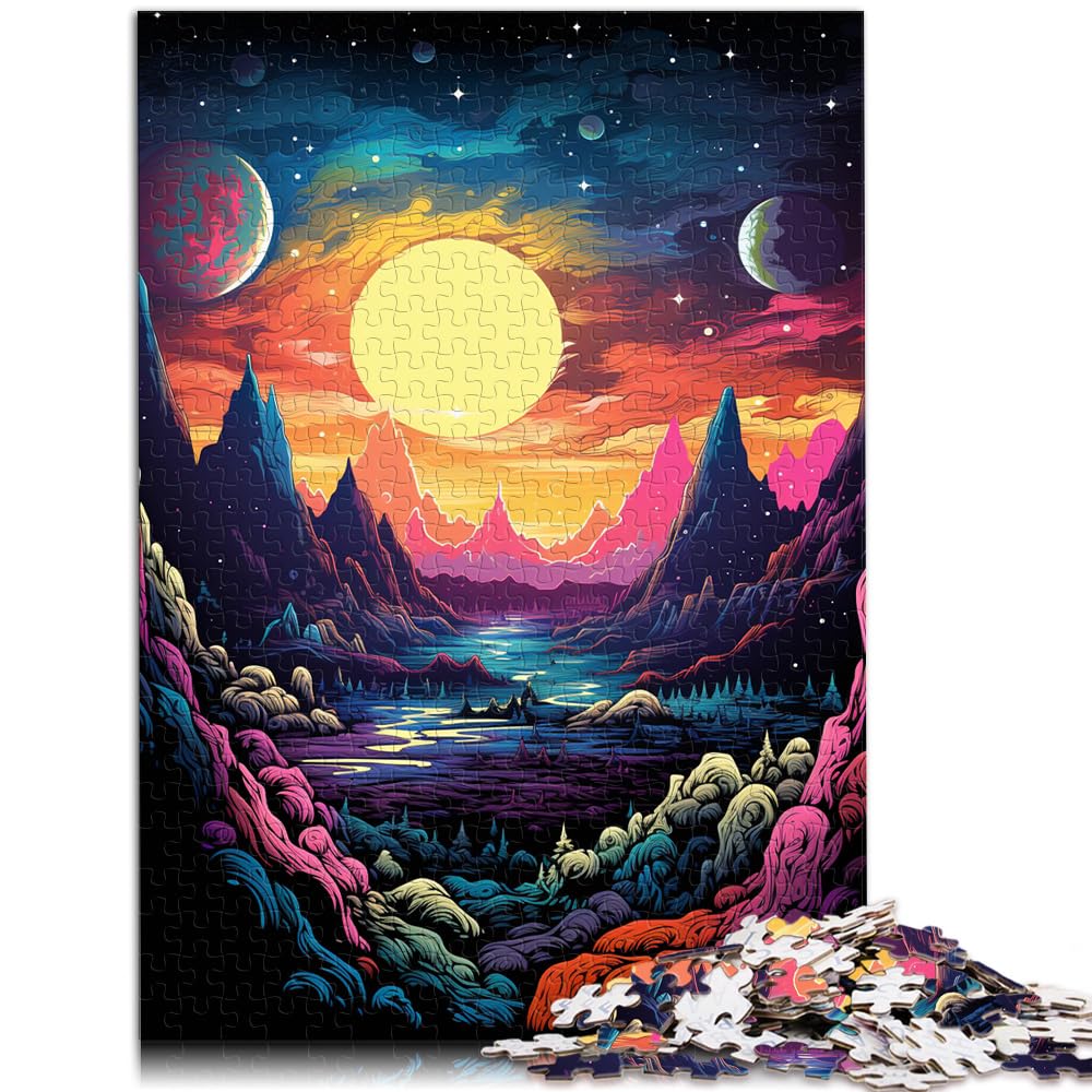 Puzzle für farbenfrohe Fantasielandschaften für Erwachsene, 1000 Teile, Puzzle aus Holz, schwierige und schwere Puzzles für Frauen und Männer, 1000 Teile (50 x 75 cm)