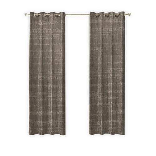 LW Collection Vorhänge Taupe Chenille Ready 140x270cm - gardinen - Vorhänge mit Ösen – Gardinen - Schlafzimmer Wohnzimmer – Vorhang