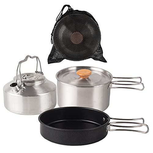 Edelstahl-Küchen-Set, Camping-Topf, Pfannen und Wasserkocher, Reisen, Bergsteigen, Picknicks, Grillzubehör, Kochgeschirr-Sets