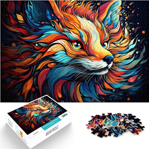 Puzzle, Gemälde eines bunten Fuchses, Puzzles für Erwachsene, 1000 Puzzles, Holzpuzzle, Spaß für Aktivitäten zu Hause, Geburtstagsgeschenk, Reisegeschenk, 1000 Teile (50 x 75 cm)