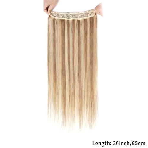 Clip-in-Haarverlängerungen Draht-Haarverlängerung, Echthaar for Frauen, Blond 8# mit Bleichblond 613#, natürliches glattes Haar, einteilig, for den ganzen Kopf Clip-in-Haarverlängerungen aus Echthaar(