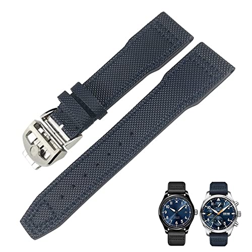 NEYENS 20 mm, 21 mm, 22 mm, Nylonfaser-Lederarmband, passend für IWC IW377729 IW389001 Big Pilot Watch Grün Blau Schwarz Uhrenarmband, 21 mm, Achat