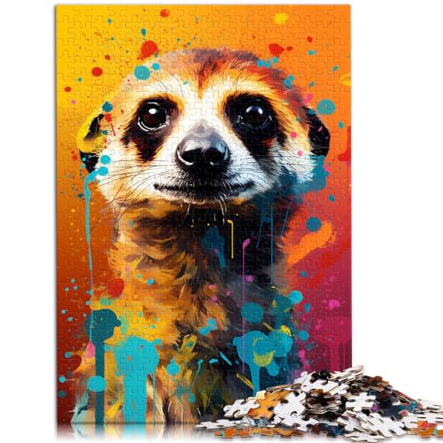 Puzzle Erdmännchen Bunt für Erwachsene 1000-teiliges Puzzle Holzpuzzle Puzzle Lernspiele Interessantes Puzzle zur Stressreduzierung （50x75cm）