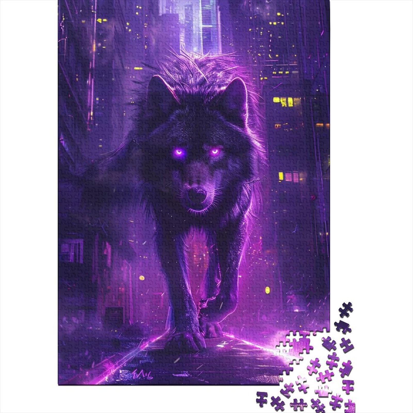 Holzpuzzle für Erwachsene mit Tierwolf, 1000 Teile, für Erwachsene, schwierige Puzzles zum Stressabbau, zum Zeitvertreib zu Hause 29,53x19,69 Zoll