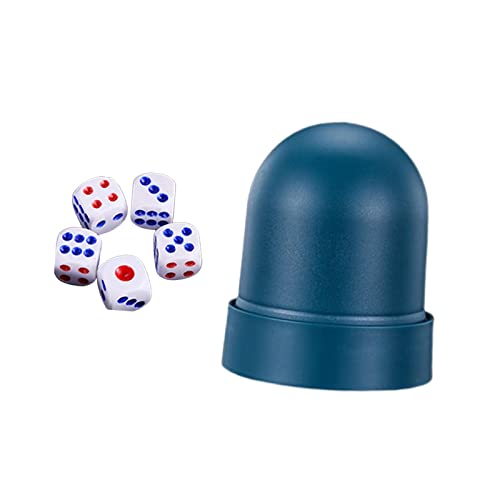 Würfelanzug, Spiele Würfel, Würfelbecher, verbesserte Klappe, Würfel-Stapelset mit Becher mit 5 Würfeln, professionelle Brettspiele, Würfel, platzsparend, for Freunde, Erwachsene, Reisen, Partys, Blau