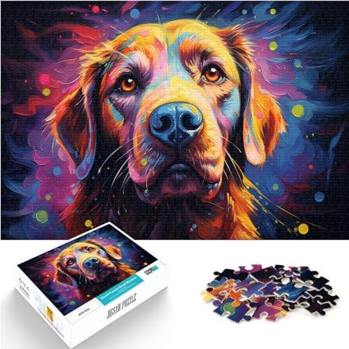 Puzzle für farbenfrohe, psychedelische Hunde in Tierfarben. Puzzle für Erwachsene, 1000 Puzzle-Spielzeug, Holzpuzzle, Spaß-Spiele für 1000 Teile (50 x 75 cm)