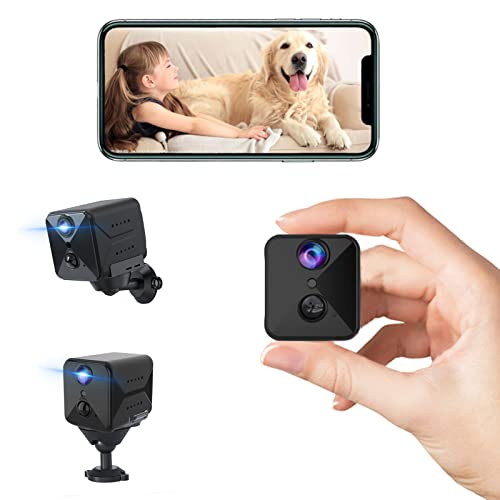 Mini Kamera - Kamera Überwachung Innen/Mini Kamera Live Übertragung Handy/WLAN Kamera/1080P HD/120°Ansicht/2800mAh Akku/Nachtsicht/Bewegungserkennung