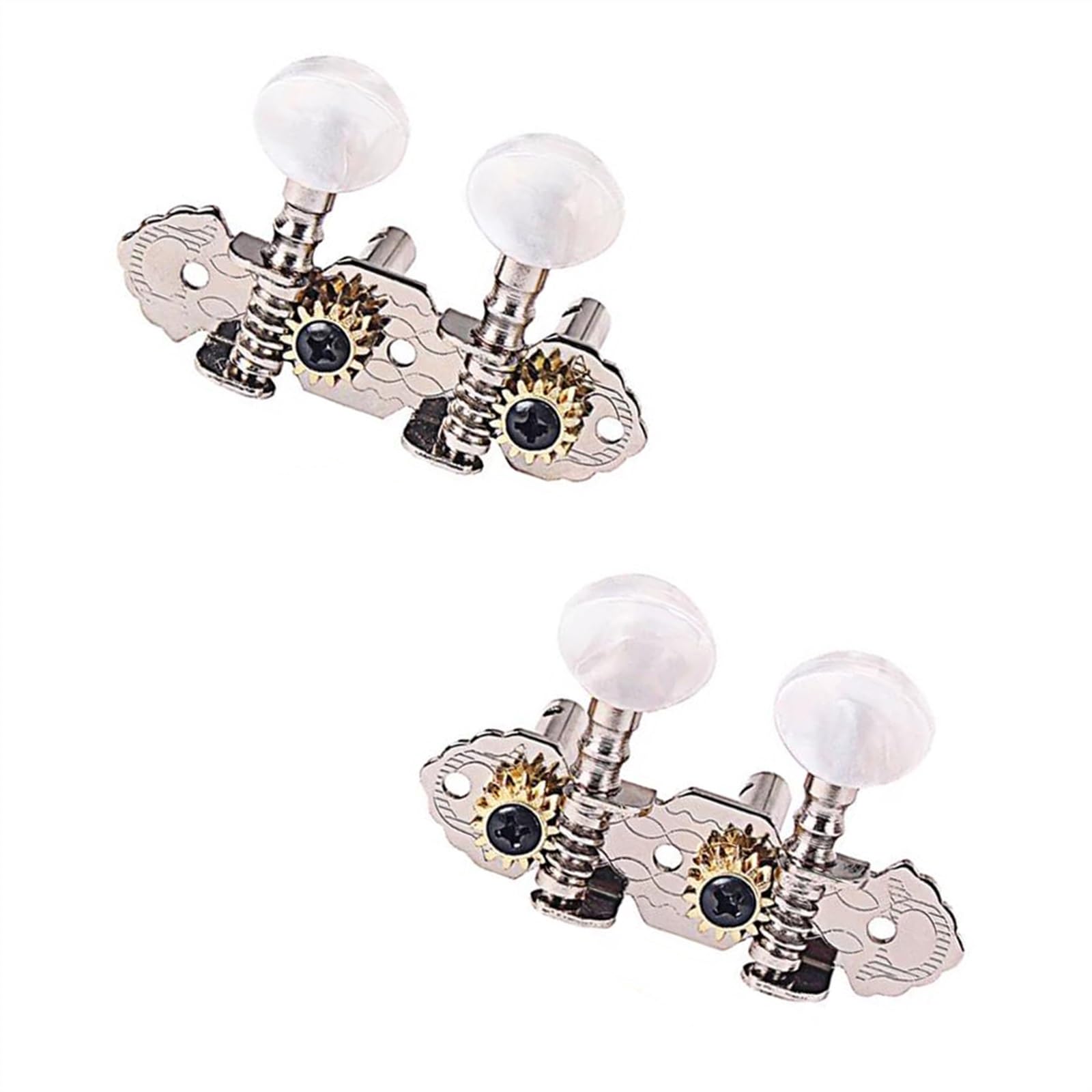 Strings Tuning Pegs Mechaniken Für Gitarre 1R1L Gitarrensaiten-Knopf-Stimmwirbel-Tuner-Set mit Schraubendichtungen, für 4-saitige Zigarrenschachtel-Ukulele