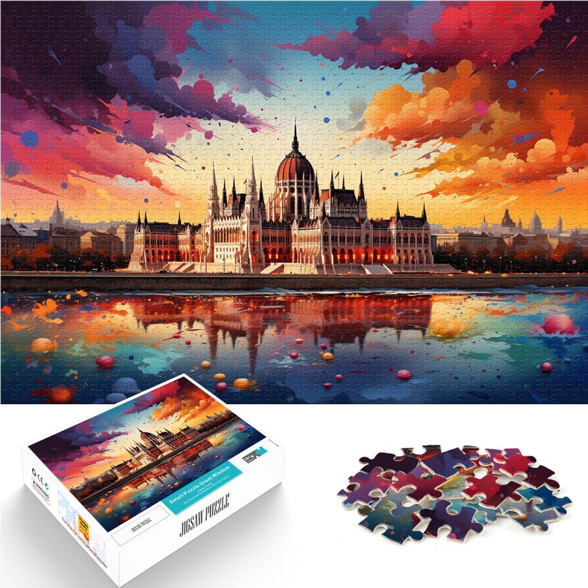 Puzzle, buntes Budapestd-Puzzle, 1000 Teile, für Erwachsene, schwieriges Puzzle, Holzpuzzle, Familienunterhaltungsspielzeug, 1000 Teile (50 x 75 cm)