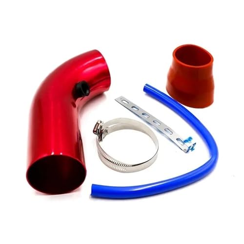 Induktion Schlauch Kit Universal Auto Luftansaugrohr 3'' Zoll 76mme Aluminium Kurze Lange Kaltluftansaugrohre System Kanalrohr Kit Luftfilter Auto Luftansaug(Short red)