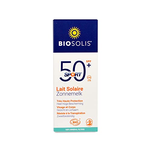 Bio Sonnenmilch Sport Extrem 50+ - UVA+UVB Schutz - Wasserfest - ohne Parfüme - Vegan + Bio Zertifiziert - Mineralischer Sonnenschutz - 98% natürliche Zutaten - 50ml