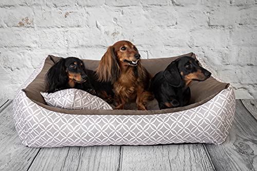 4L Textil Hundebett OTTO Boho Design Hundekissen Etno Hundekorb für mittelgroße und grosse Hunde Hundekörbchen Haustierbett Schlafplatz Hundekissen Katzenbett Katzenkorb Comfy Calming Pet Bed Waschbar Robust (80x60 cm, Boho 03)