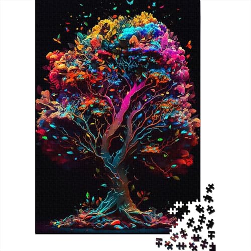 Kunstpuzzle für Erwachsene 1000 Teile, Baum, farbenfrohes, lustiges Puzzle für Erwachsene 1000 Teile, Lernspielzeug, Familienspiele, 75 x 50 cm