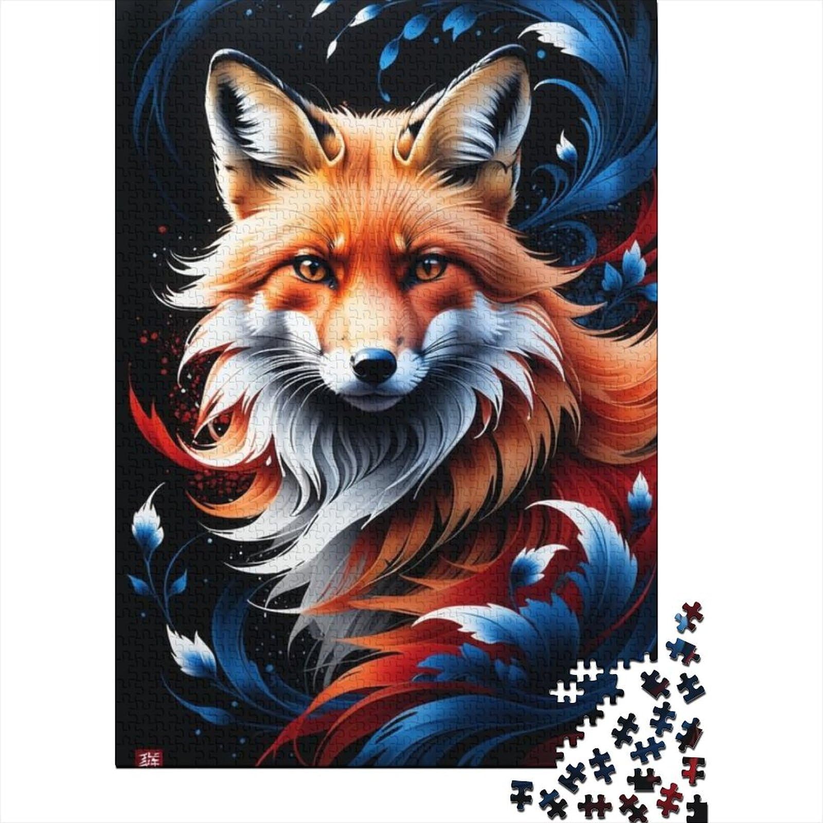 Puzzle für Erwachsene, Tier-Fuchs, Puzzle 1000 Teile, Puzzle für Erwachsene und Jugendliche, Holzpuzzle für Erwachsene und Jugendliche ab 12 Jahren, anspruchsvolles Spiel, Größe: 75 x 50 cm