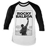 Rocky Offizielles Lizenzprodukt Balboa - It Ain't Over Baseball Lange Ärmel T-Shirt (Weiß/Schwarz), Large