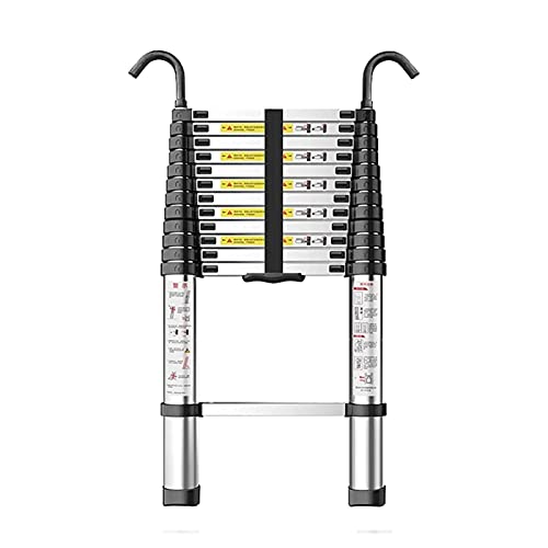 RASOANOA 8 m/7 m/6 m/5 m/4 m/3 m/2 m/1 m hohe Teleskopleitern mit Haken, robuste ausziehbare Klappleiter aus Aluminium, tragbare, vielseitig einsetzbare, leicht zu verwendende und zu transportierende