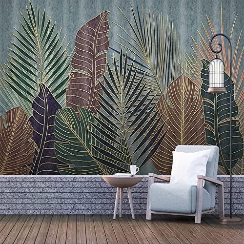 XLMING Luxus Botanical Leaf Gold Line Tv Hintergrund 3D Tapete Home Dekoration Wohnzimmer Sofa Schlafzimmer Tv Hintergrund Wand-200cm×140cm