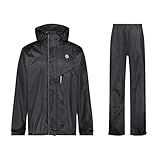 AGU Essential Passat Regenanzug, Regenkleidung Fahrrad Herren & Damen, Wasserdicht & Reflektierend, 100% Recyceltes Polyester, Unisex - L - Schwarz