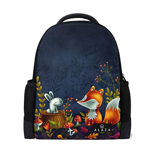 Cartoon Fox Bunny Rucksack 14 Zoll Laptop Daypack Bookbag für Reisen College Schule